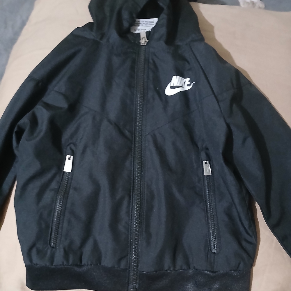 Nike Black Hooded Zip Jacket with White Logo